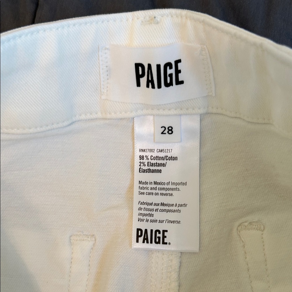 PAIGE White Anessa Utility Wide Leg Jeans Size 28 High Rise Raw Hem - Picture 9 of 11